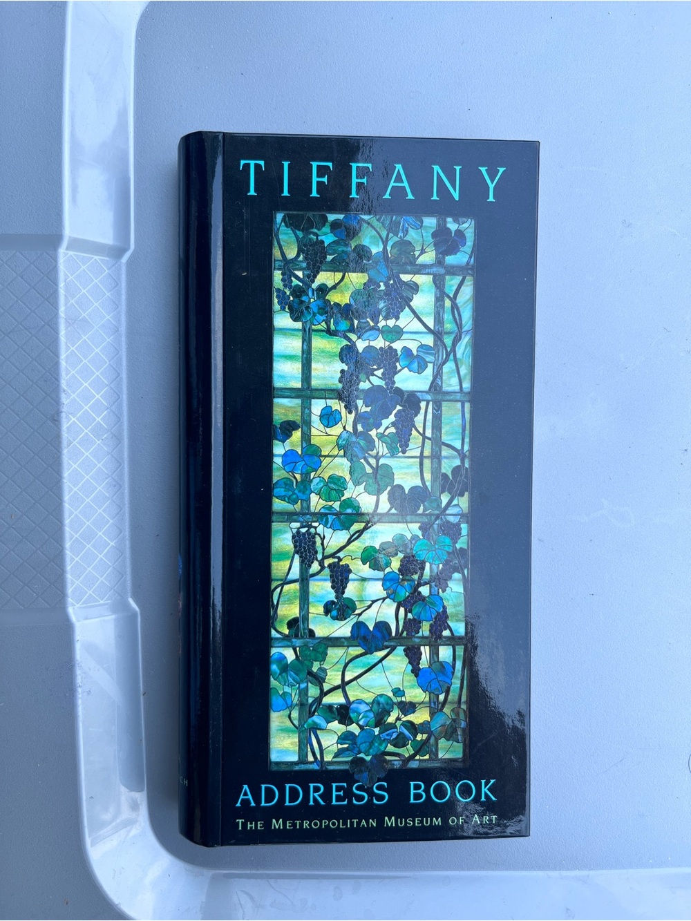 Tiffany & Co. Black Address Book with Blue Stained-Glass Motif